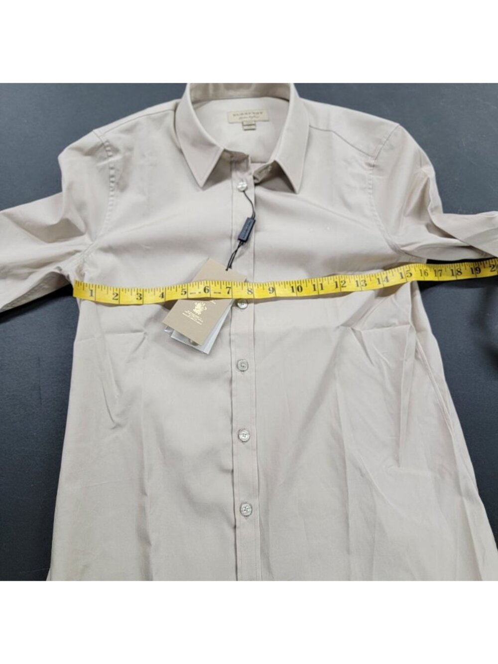 Burberry London Womens Button Front Shirt Blouse Stone Beige Size US 4 Designer - Picture 6 of 7